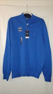 NWT IZOD Men's Nautical Blue 1/4 Zip Cotton Sweater Size Large